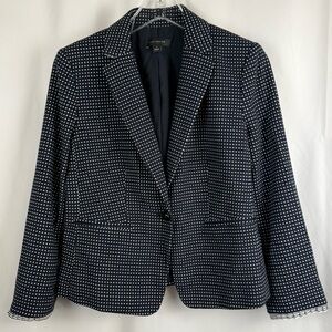Ann Taylor Black White Polka Dot Blazer Size 4 Work Office Chic Stretch Jacket